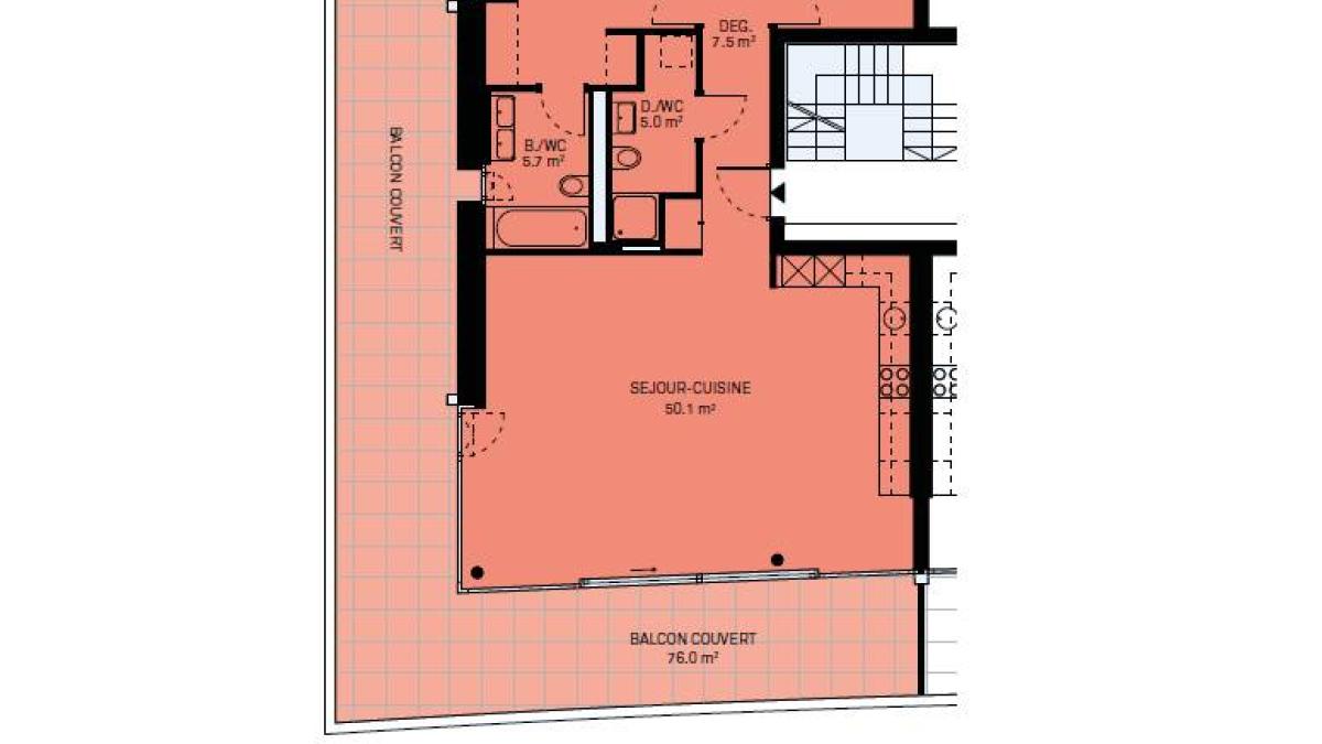 Luxueux 4.5 pièces traversant avec balcon couvert de 76m2 et vue lac