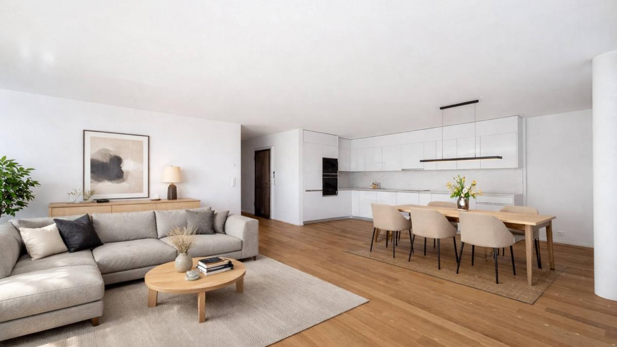Luxueux 4.5 pièces traversant avec balcon couvert de 76m2 et vue lac