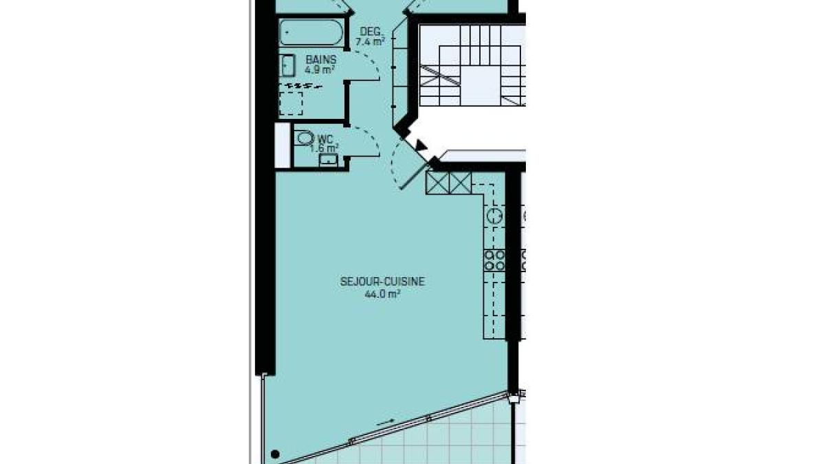 Appartement neuf de 3.5 pièces avec balcons couverts